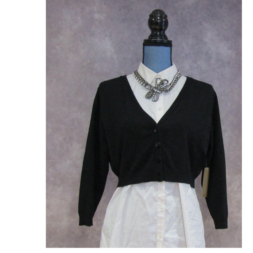 NEW i.e. Black Silk Blend Cardigan Size L
